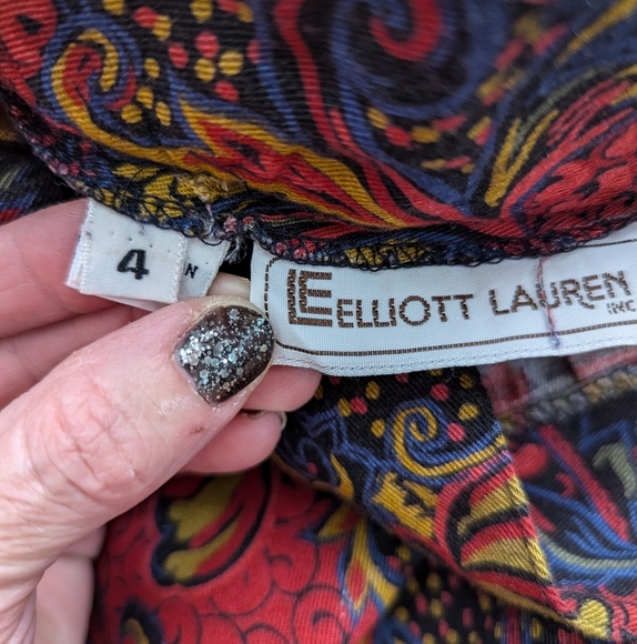 Vintage Elliott Lauren Multicolor A-Line Full 80s Retro Skirt Size 4 - Picture 6 of 11